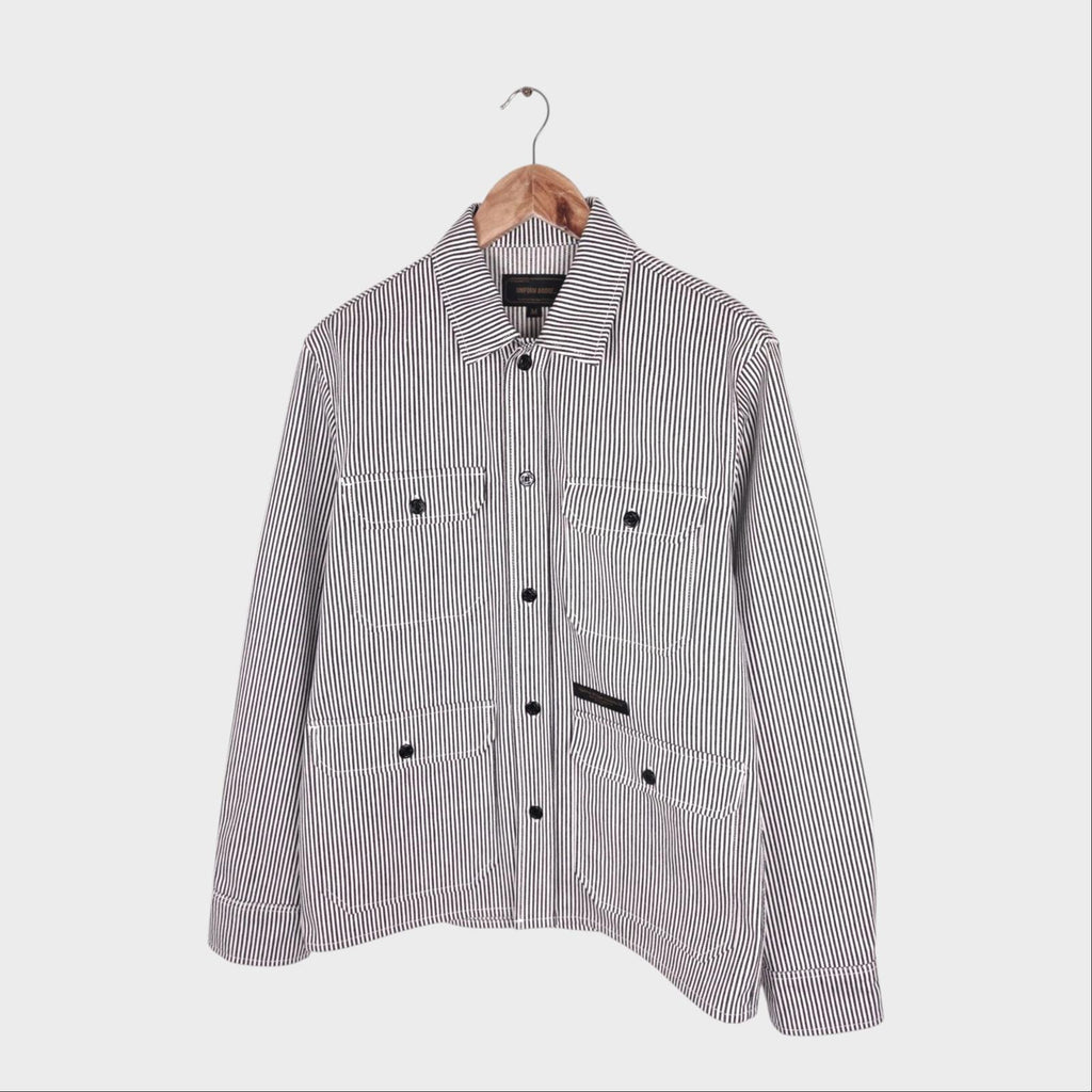 UNIFORM BRIDGE Men's Hickory Stripe Chore Overshirt Jacket