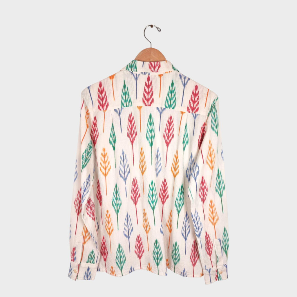 DRAKE'S Men's Made in England Camp Collar Ikat Shirt