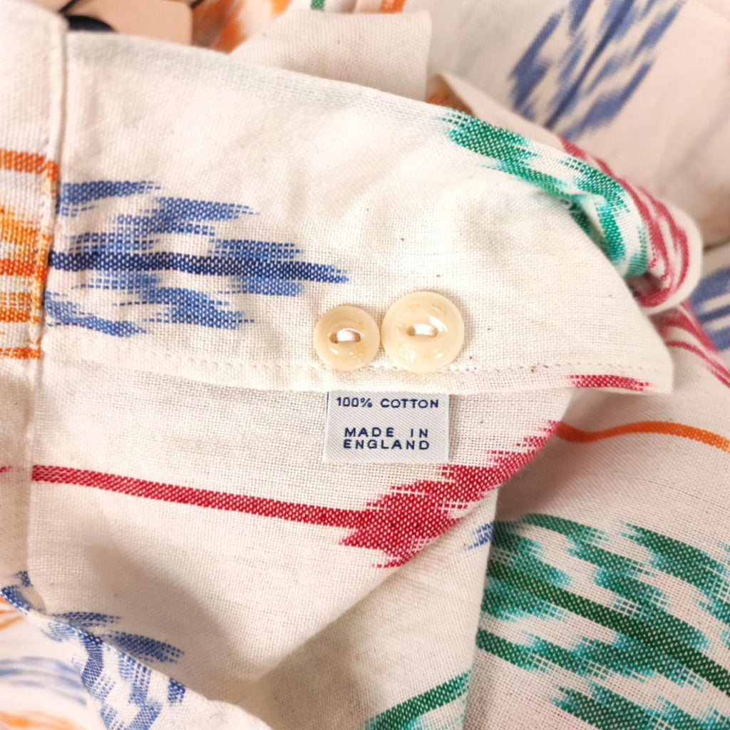 DRAKE'S Men's Made in England Camp Collar Ikat Shirt