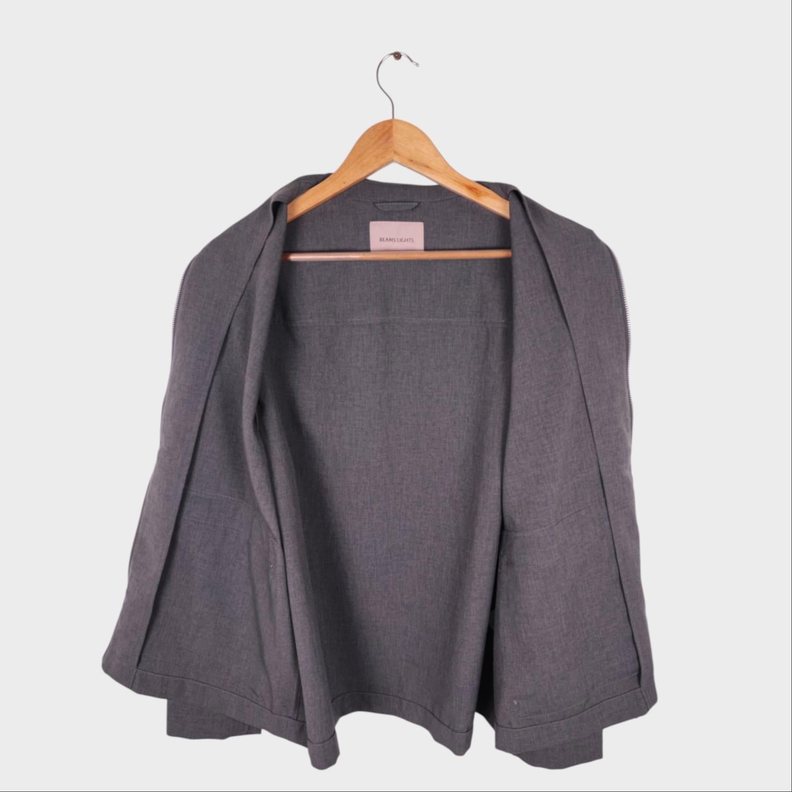 BEAMS LIGHTS Men's Grey Cropped Lightweight Zip Blouson Jacket