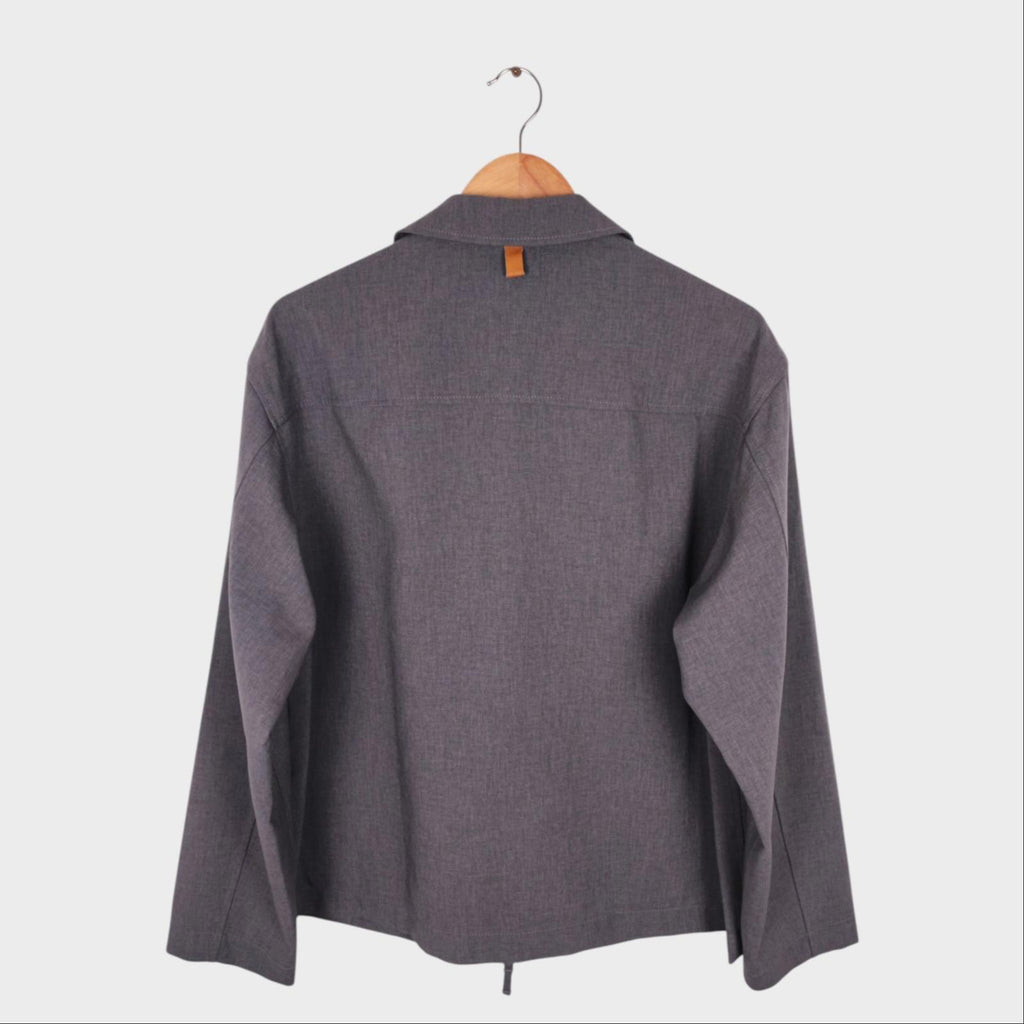 BEAMS LIGHTS Men's Grey Cropped Lightweight Zip Blouson Jacket