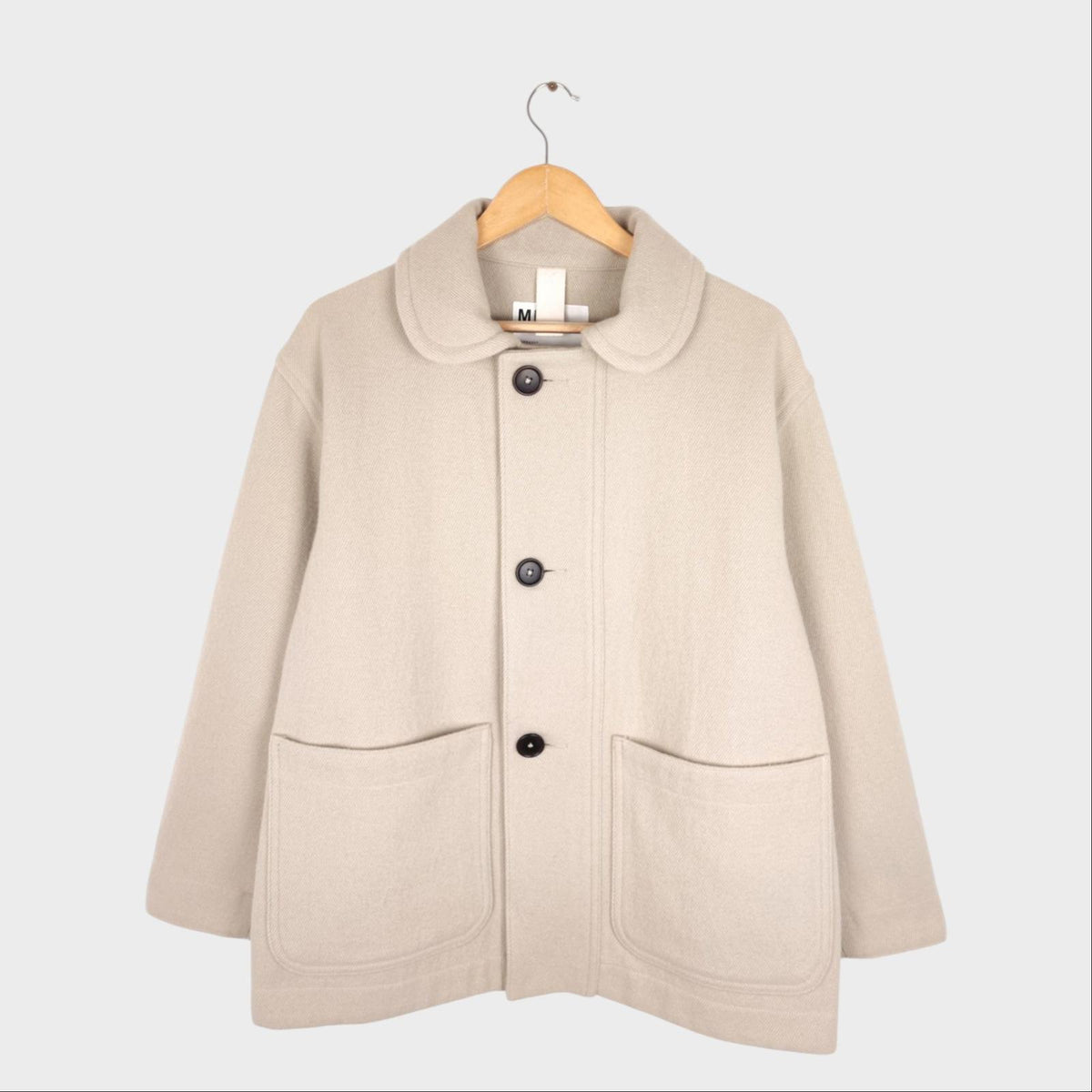 MHL MARGARET HOWELL Men's Cream Wool/Cotton Blend Shawl Collar Jacket