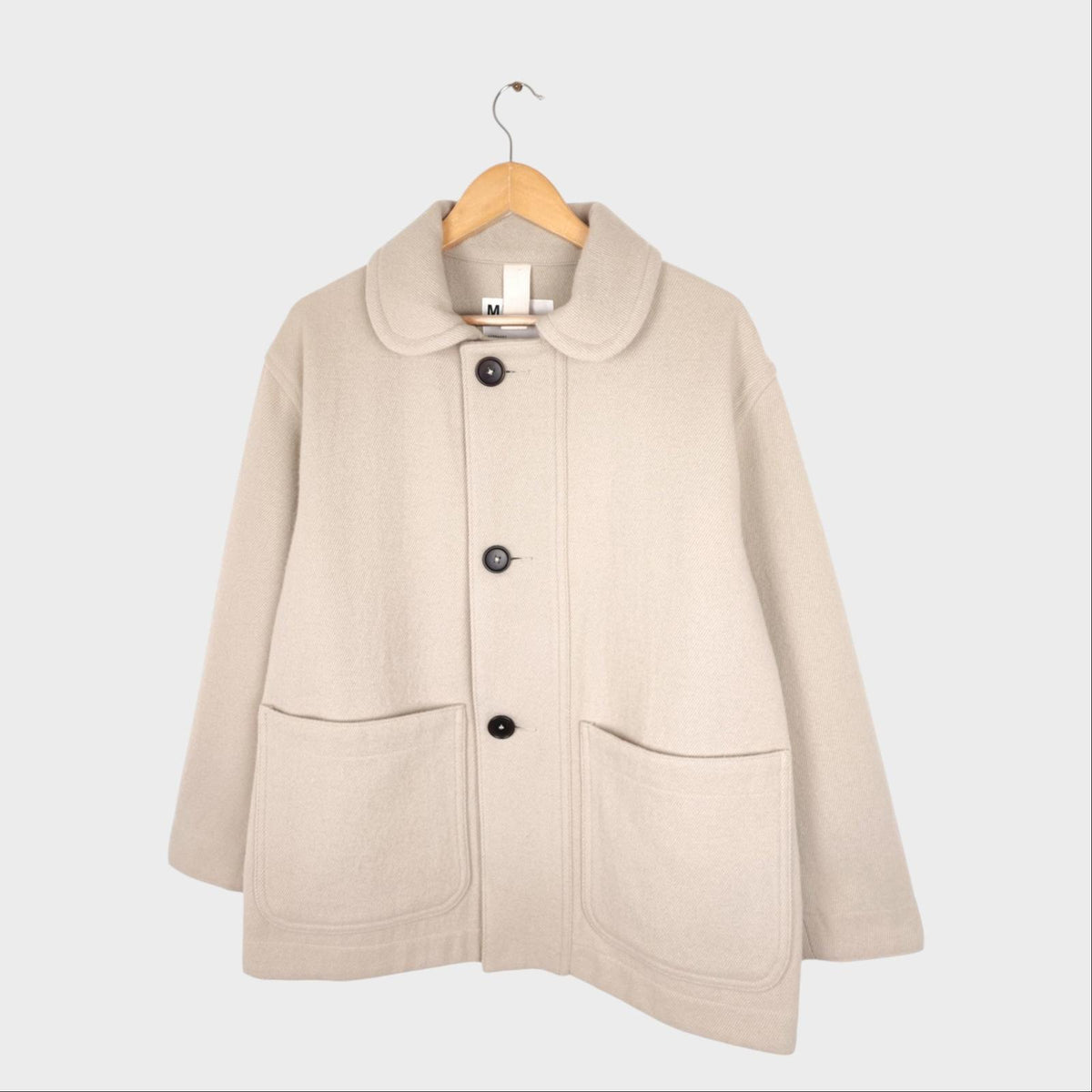 MHL MARGARET HOWELL Men's Cream Wool/Cotton Blend Shawl Collar Jacket
