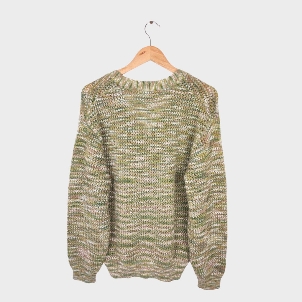 BEAMS Men's Mesh Knit Green Cardigan