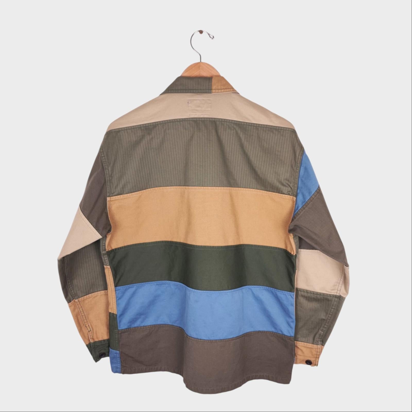 BEAMS PLUS Men's Relaxed Fit Multicoloured Patchwork Chore Jacket