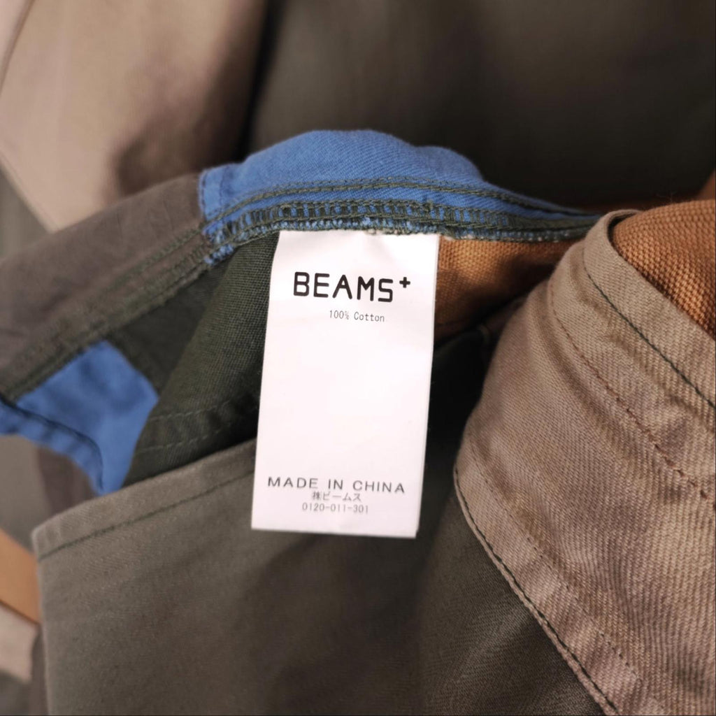 BEAMS PLUS Men's Relaxed Fit Multicoloured Patchwork Chore Jacket