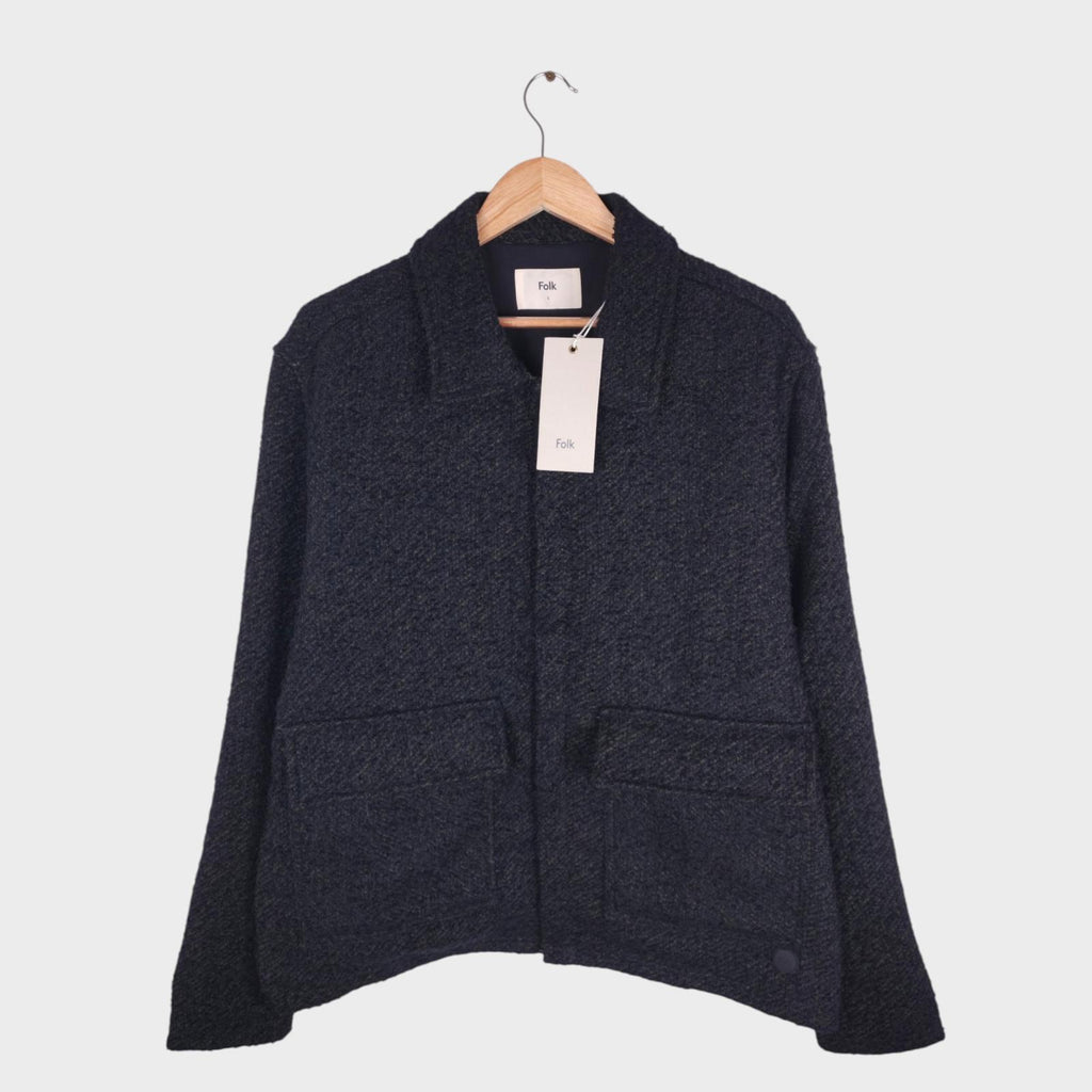 FOLK Men's Black/Green Knitted Relaxed Fit Jacket