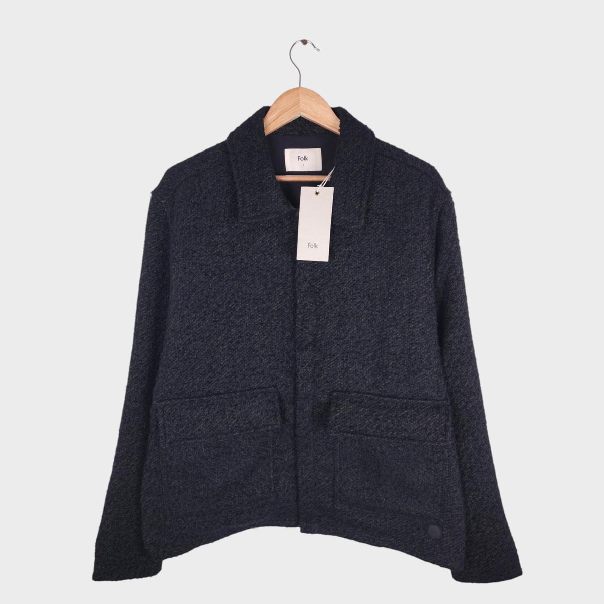 FOLK Men's Black/Green Knitted Relaxed Fit Jacket