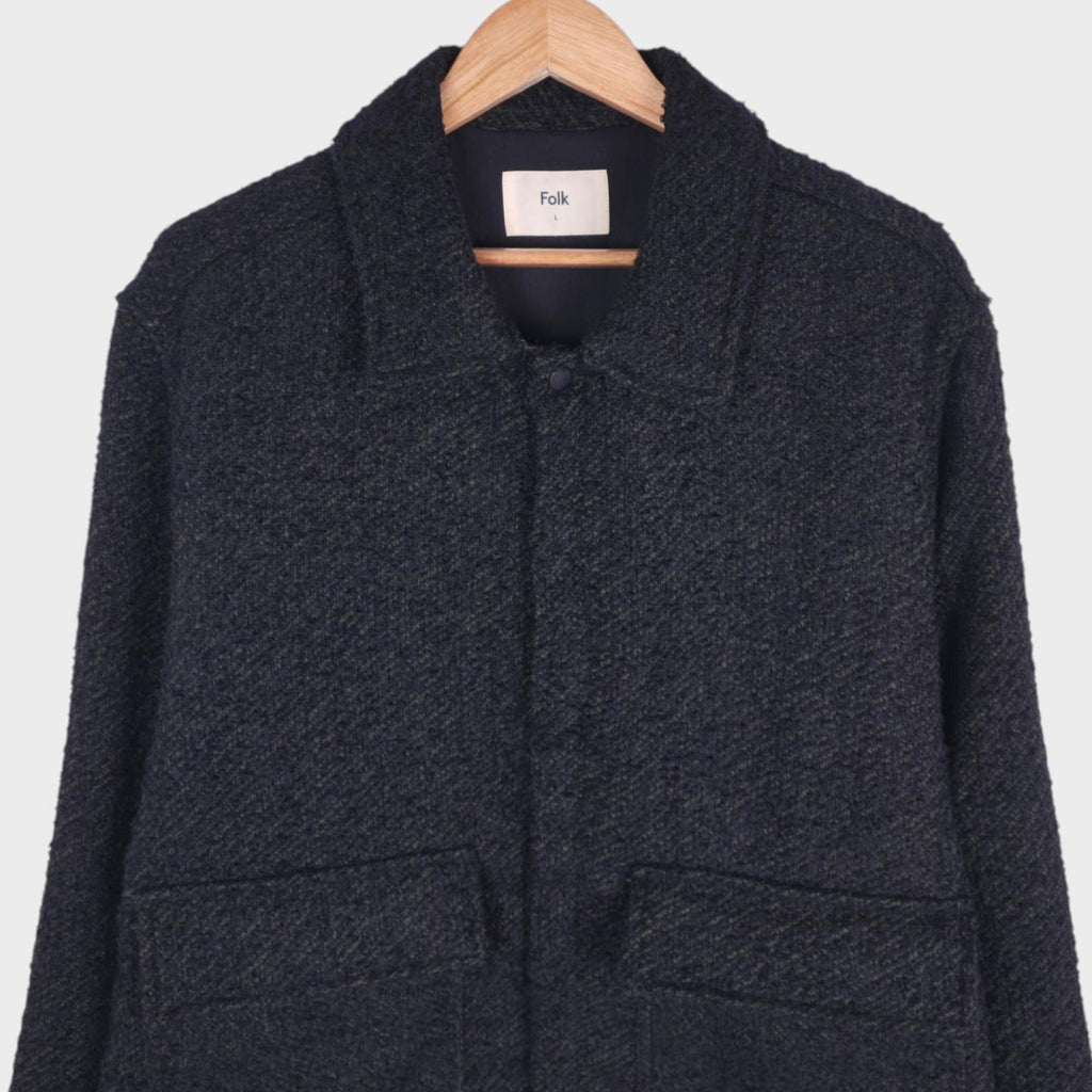 FOLK Men's Black/Green Knitted Relaxed Fit Jacket