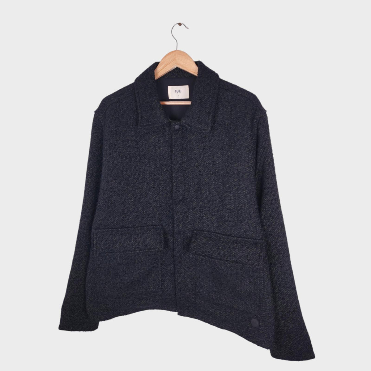 FOLK Men's Black/Green Knitted Relaxed Fit Jacket