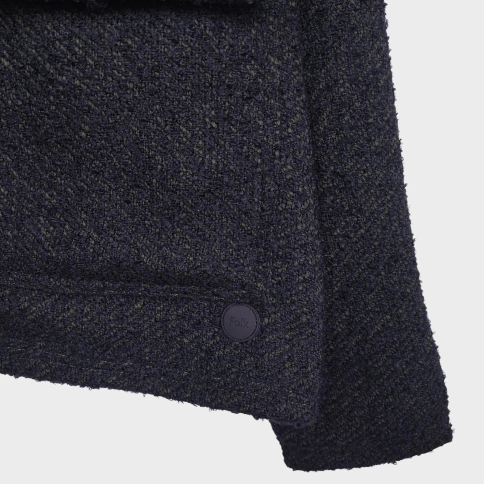 FOLK Men's Black/Green Knitted Relaxed Fit Jacket
