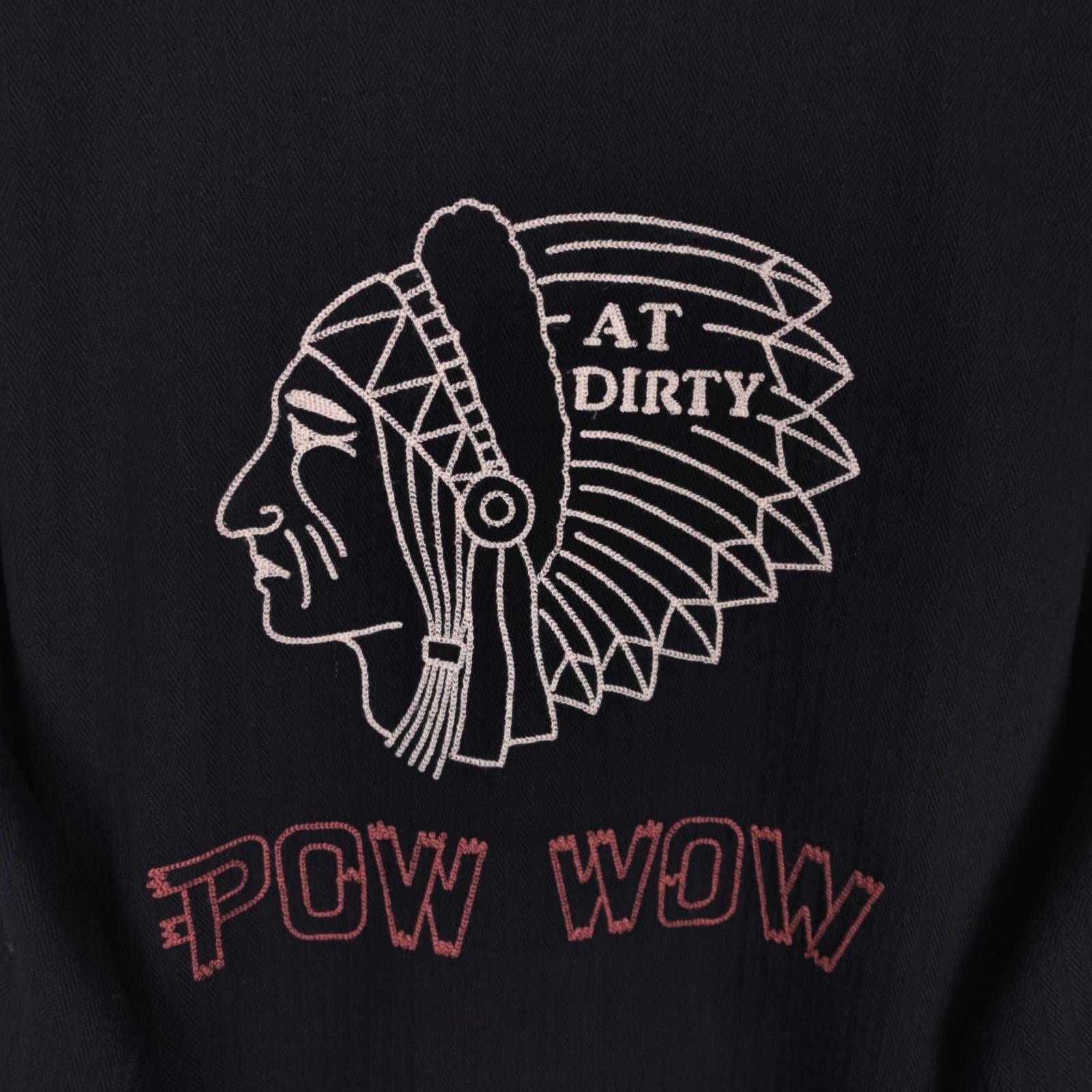 AT-DIRTY Men's Black 'Pow Wow' Chainstitch Embroidered Native American Chore Jacket