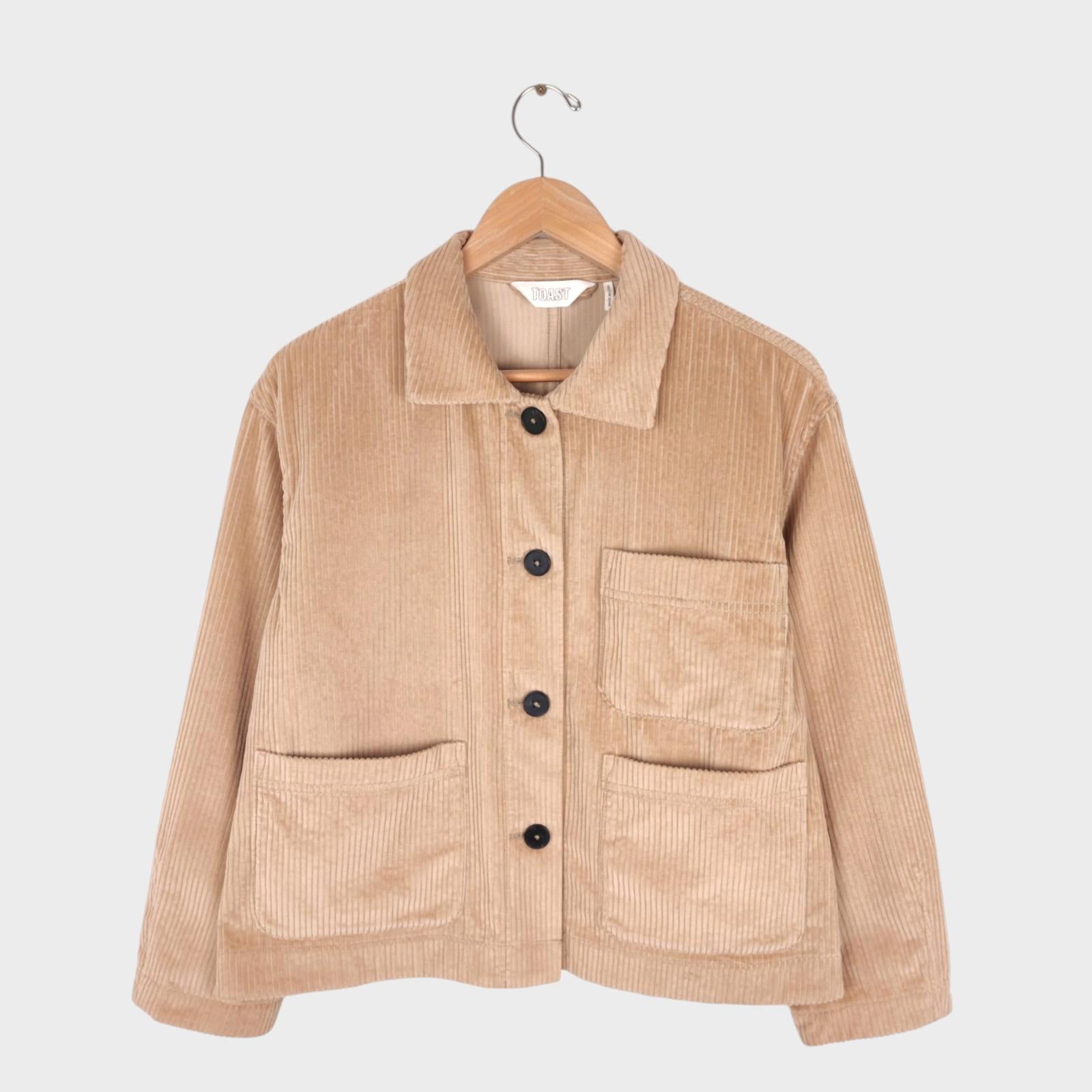TOAST Women's Beige Cropped Corduroy Chore Jacket