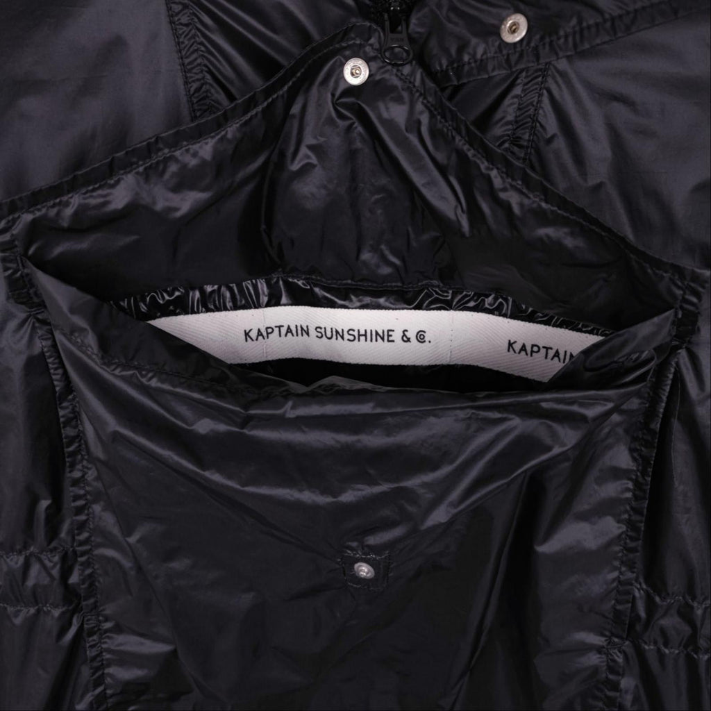 KAPTAIN SUNSHINE Men's Made in Japan Black Nylon Packable Ski Anorak Parka Jacket