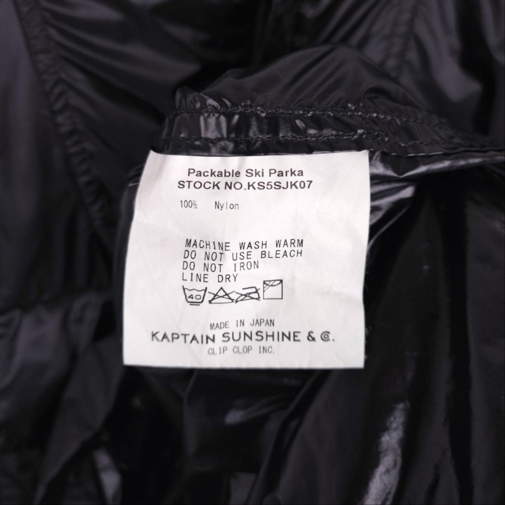 KAPTAIN SUNSHINE Men's Made in Japan Black Nylon Packable Ski Anorak Parka Jacket