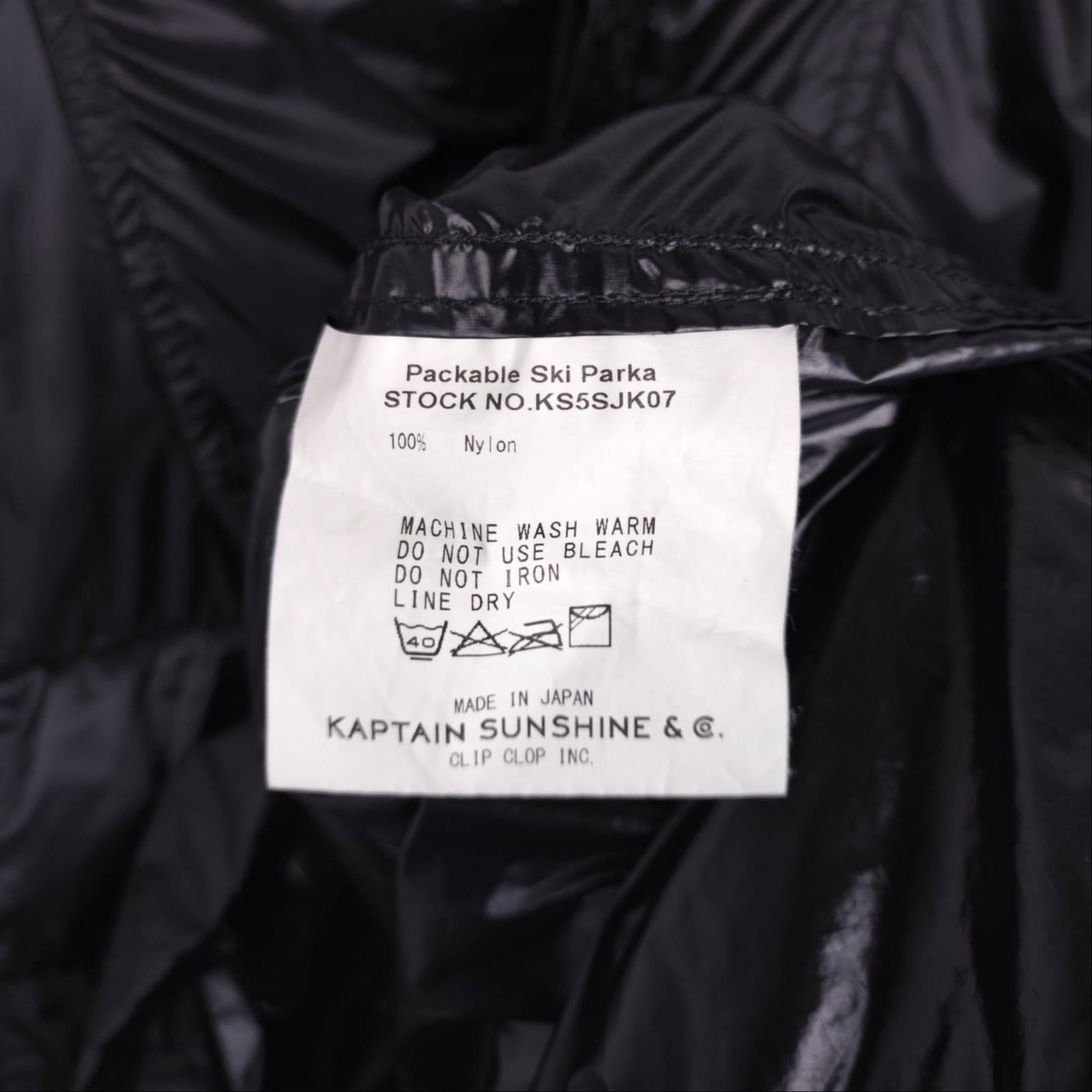 KAPTAIN SUNSHINE Men's Made in Japan Black Nylon Packable Ski Anorak Parka Jacket