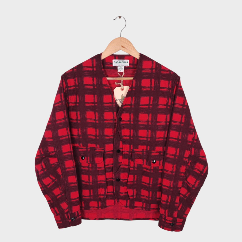SASSAFRAS Men's Made in Japan Red Check Gardenia Hunter Flannel Jacket