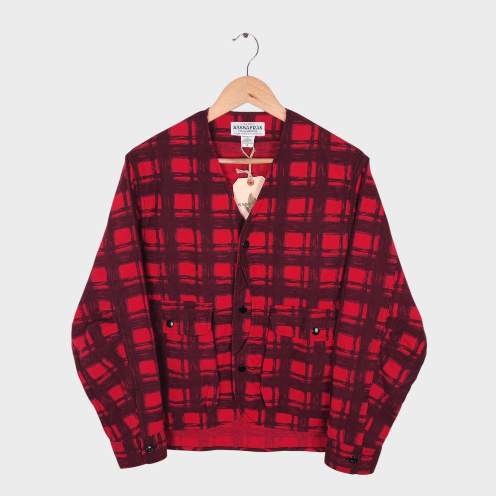 SASSAFRAS Men's Made in Japan Red Check Gardenia Hunter Flannel Jacket