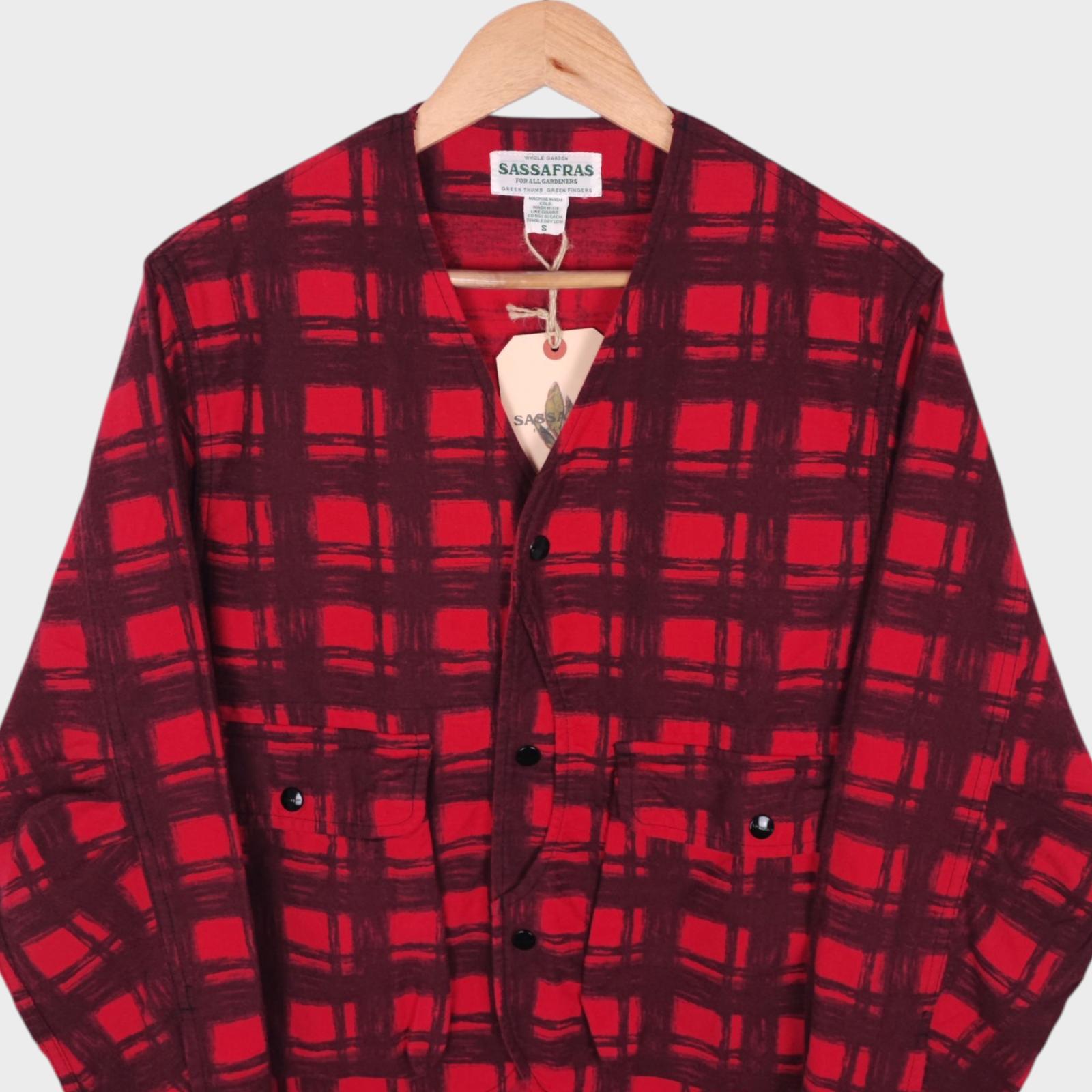 SASSAFRAS Men's Made in Japan Red Check Gardenia Hunter Flannel Jacket