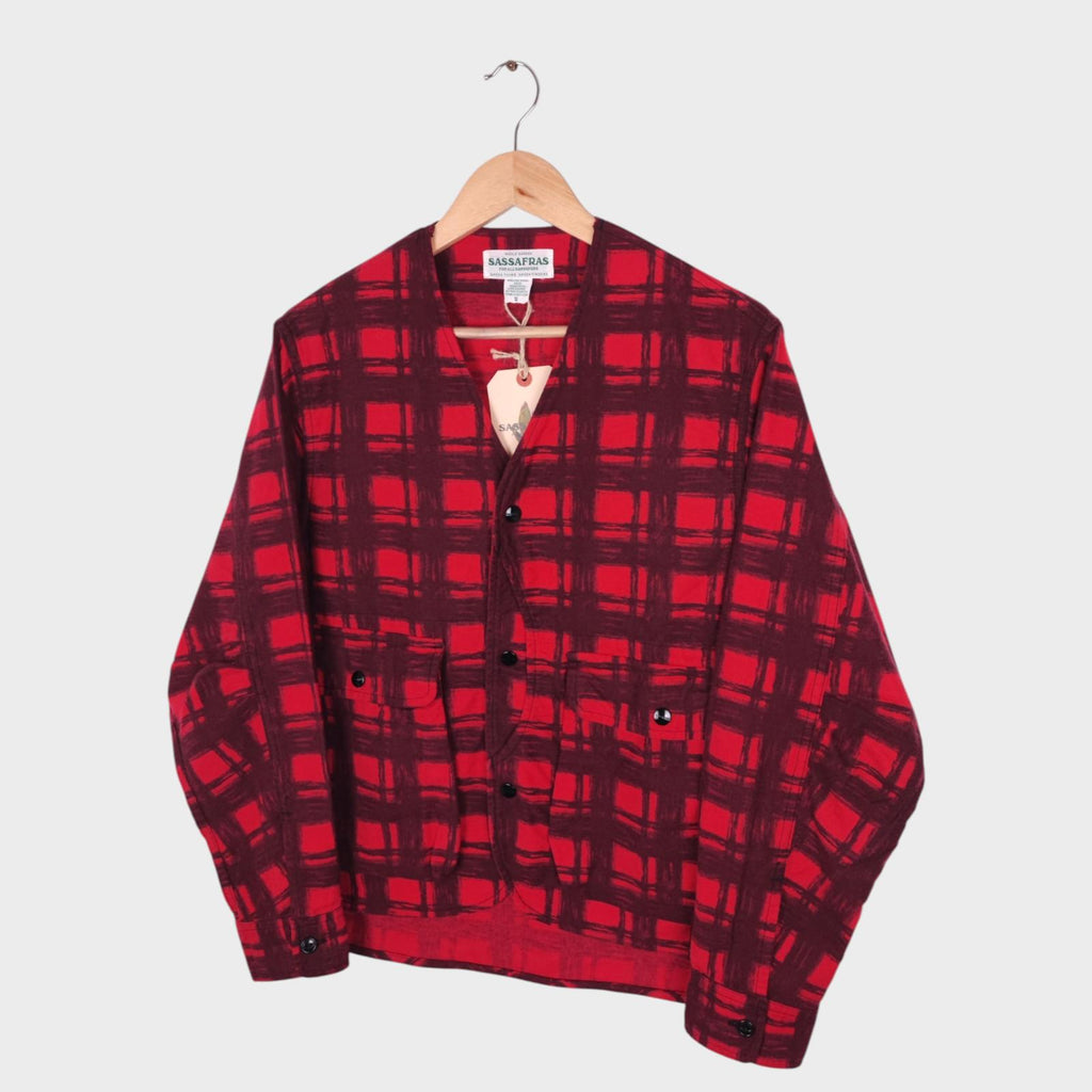 SASSAFRAS Men's Made in Japan Red Check Gardenia Hunter Flannel Jacket