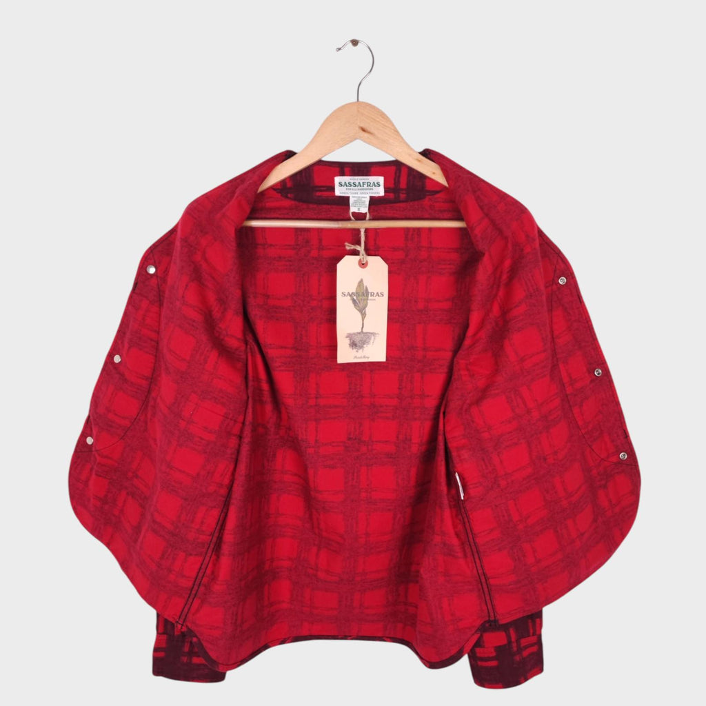 SASSAFRAS Men's Made in Japan Red Check Gardenia Hunter Flannel Jacket