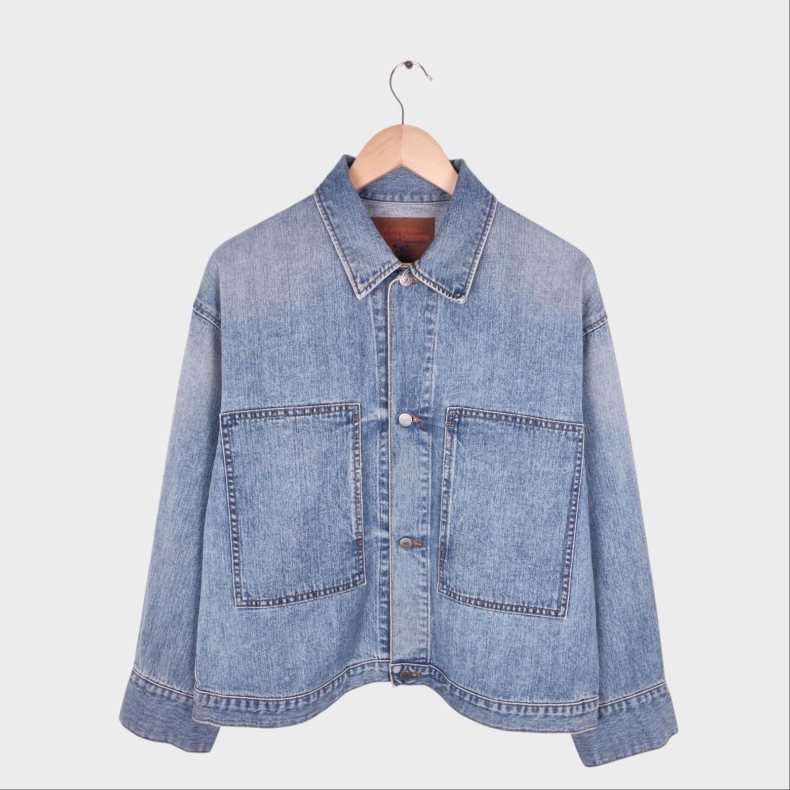 JOHNBULL Men's Blue Made in Japan American-Made Denim Cropped Jacket