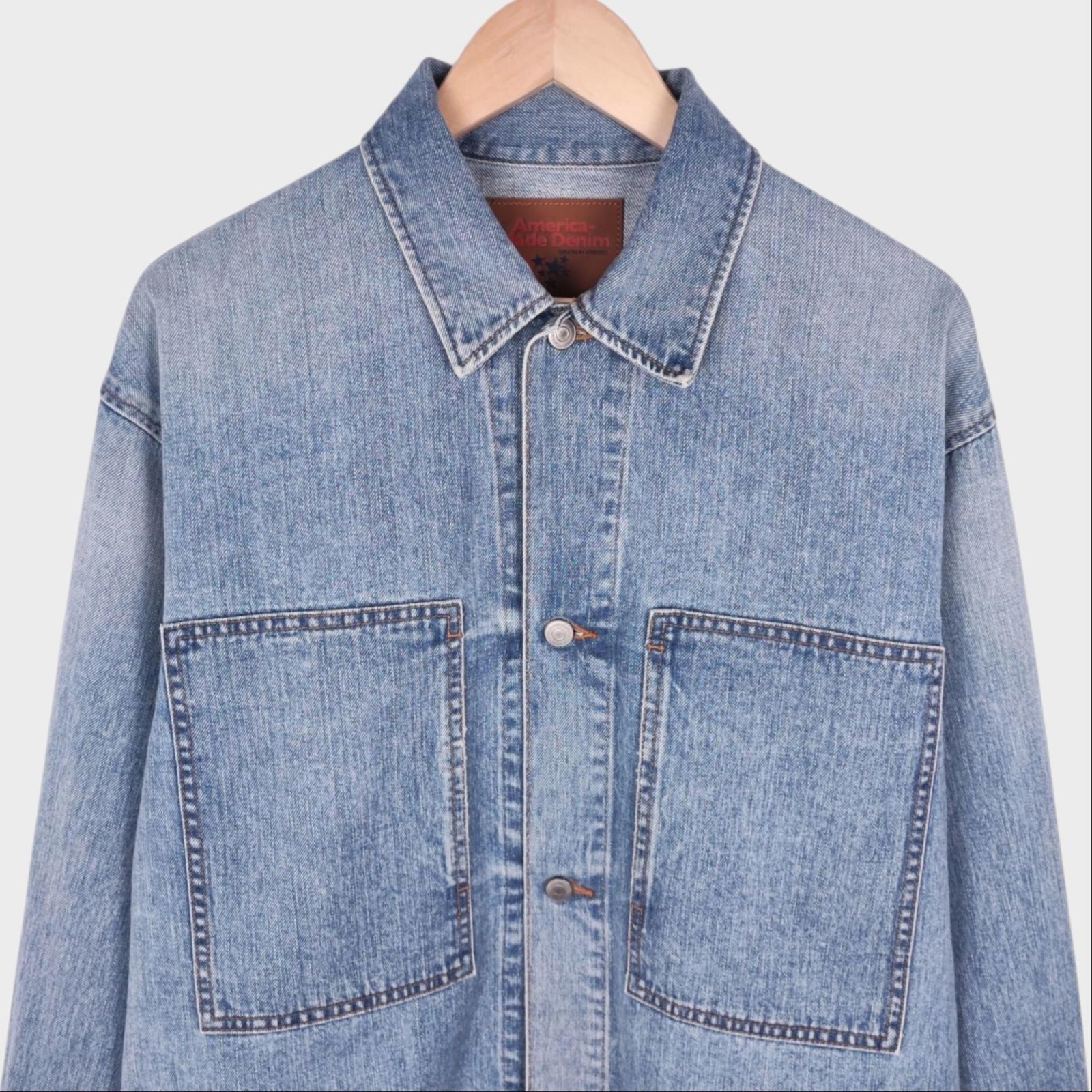 JOHNBULL Men's Blue Made in Japan American-Made Denim Cropped Jacket