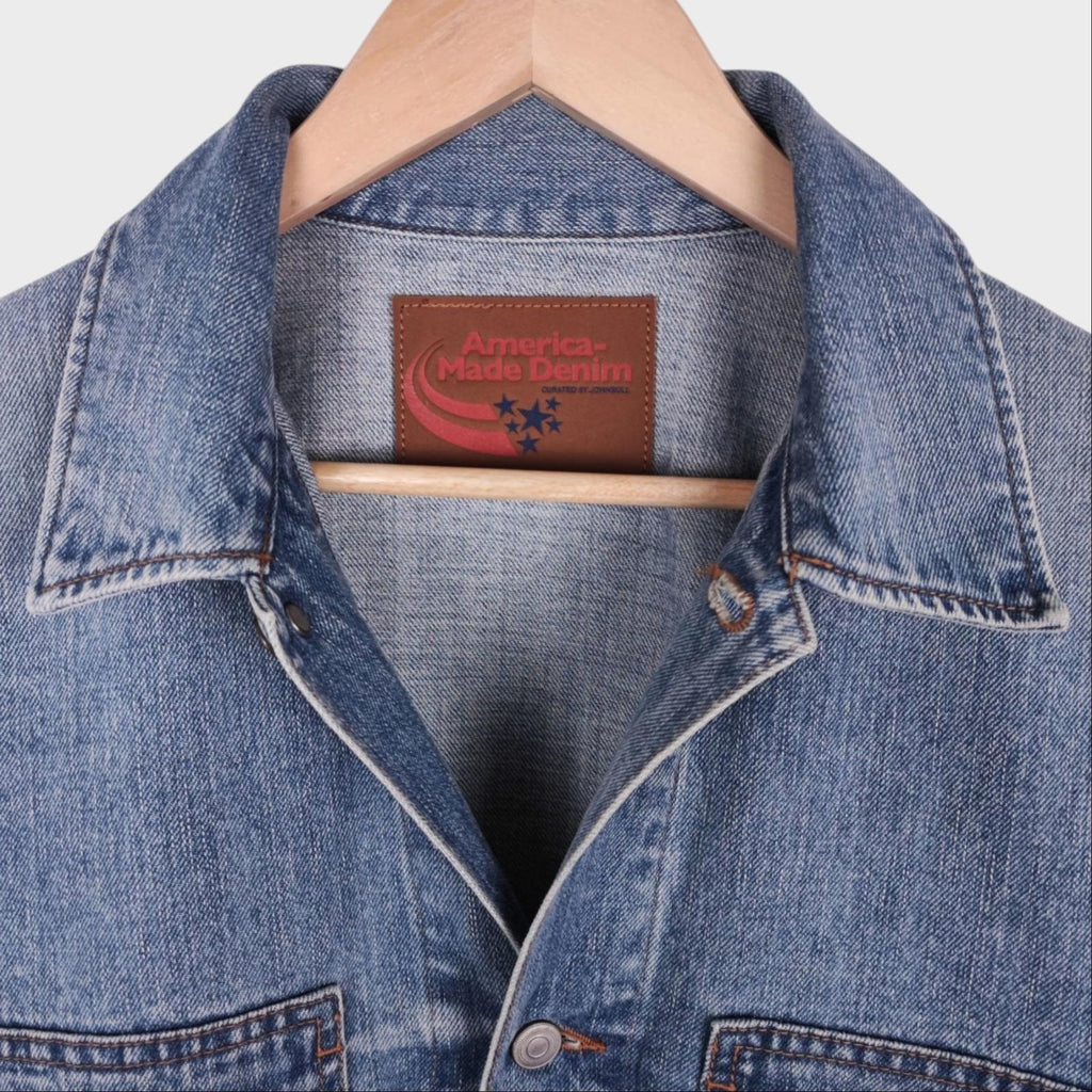 JOHNBULL Men's Blue Made in Japan American-Made Denim Cropped Jacket