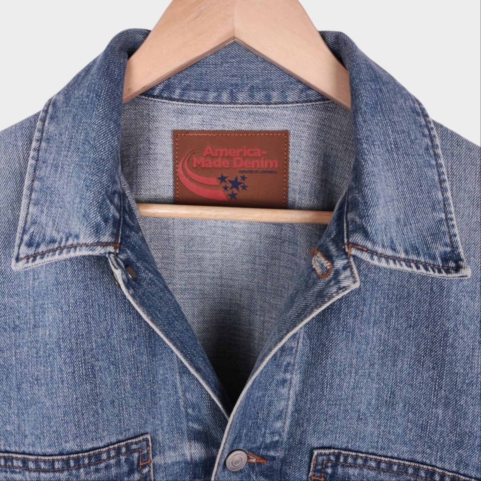 JOHNBULL Men's Blue Made in Japan American-Made Denim Cropped Jacket