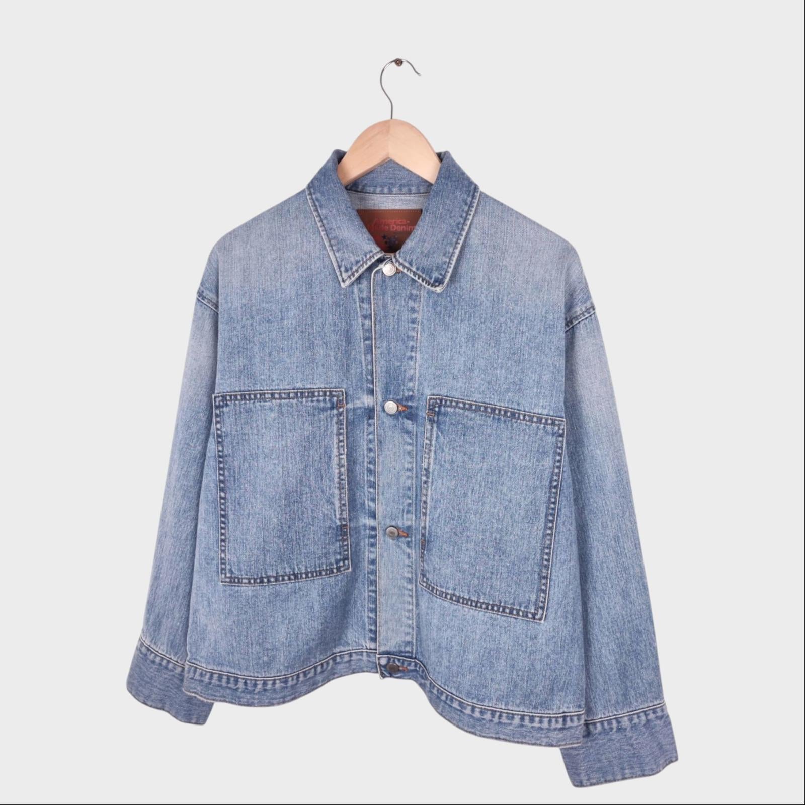 JOHNBULL Men's Blue Made in Japan American-Made Denim Cropped Jacket
