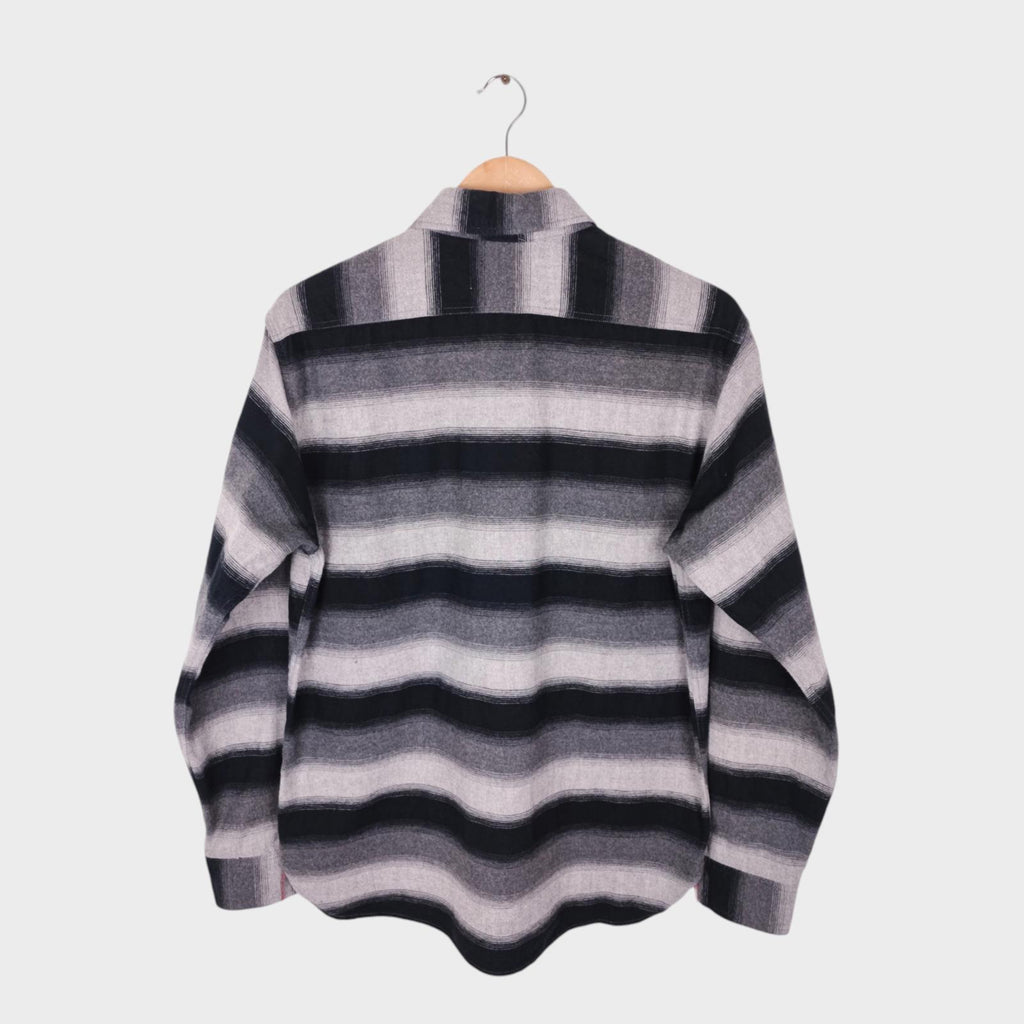 SUGAR CANE Men's Made in Japan Black/Grey Striped Flannel Shirt - Size L