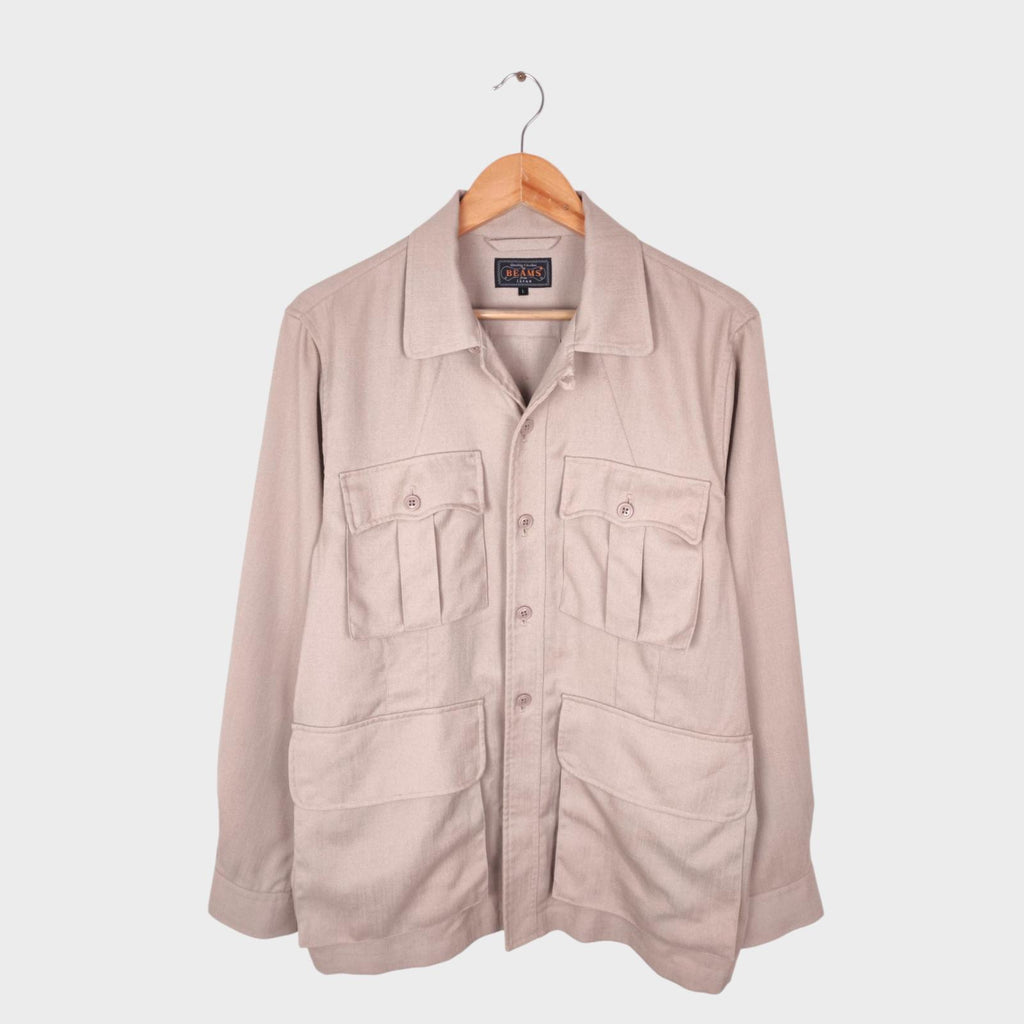 BEAMS PLUS Men's Beige Komatsu Military Tropical Jungle Safari Jacket
