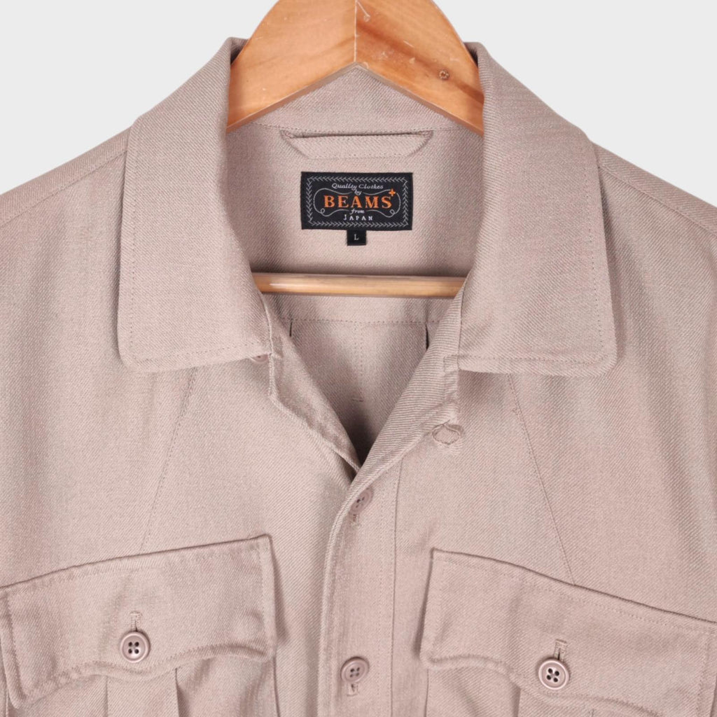 BEAMS PLUS Men's Beige Komatsu Military Tropical Jungle Safari Jacket