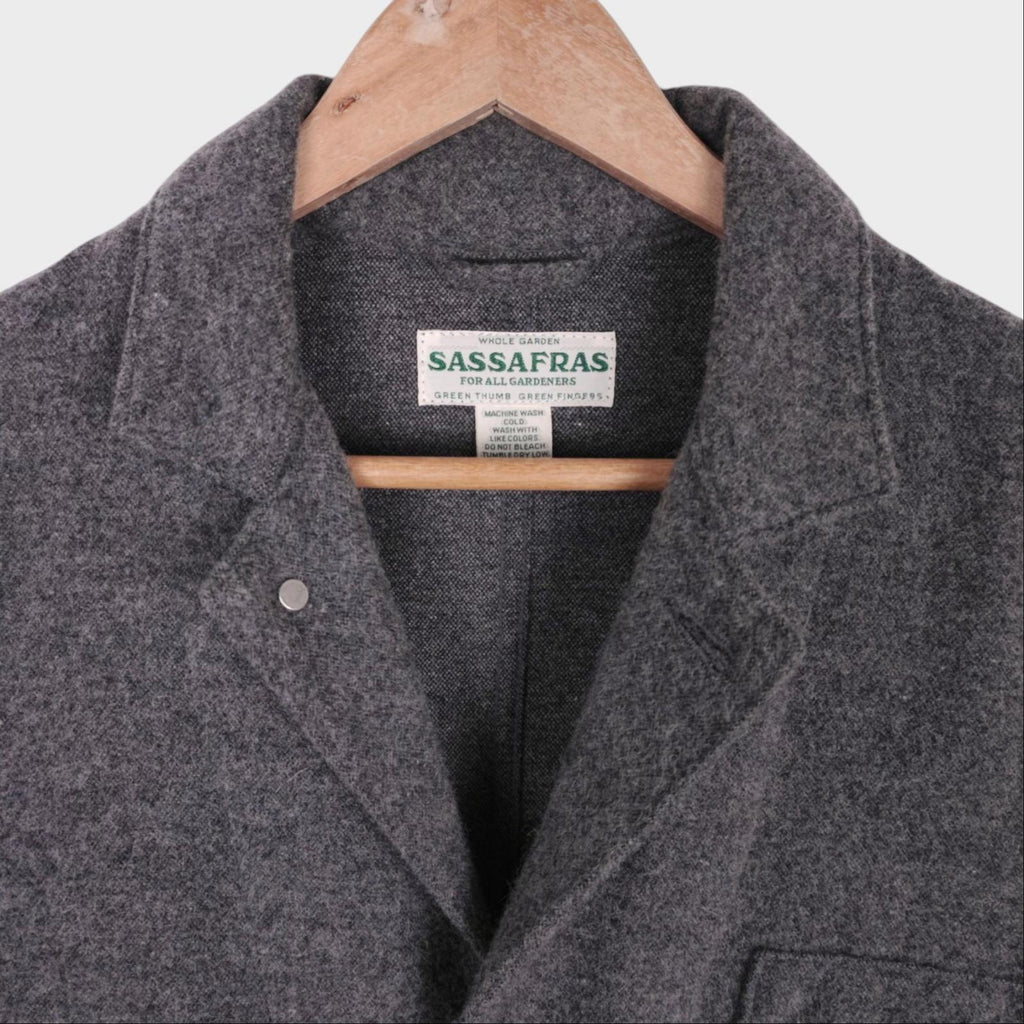 SASSAFRAS Men's Made in Japan Grey Wool Blend Whole Leaf Coat Jacket