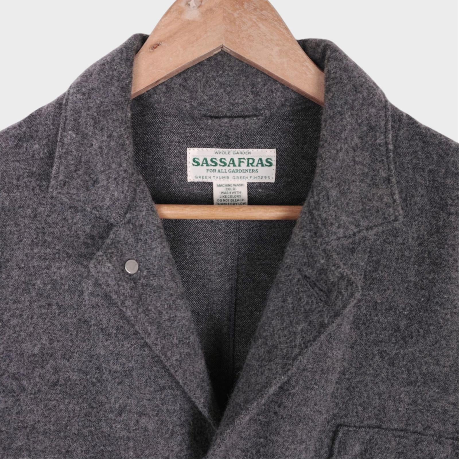 SASSAFRAS Men's Made in Japan Grey Wool Blend Whole Leaf Coat Jacket
