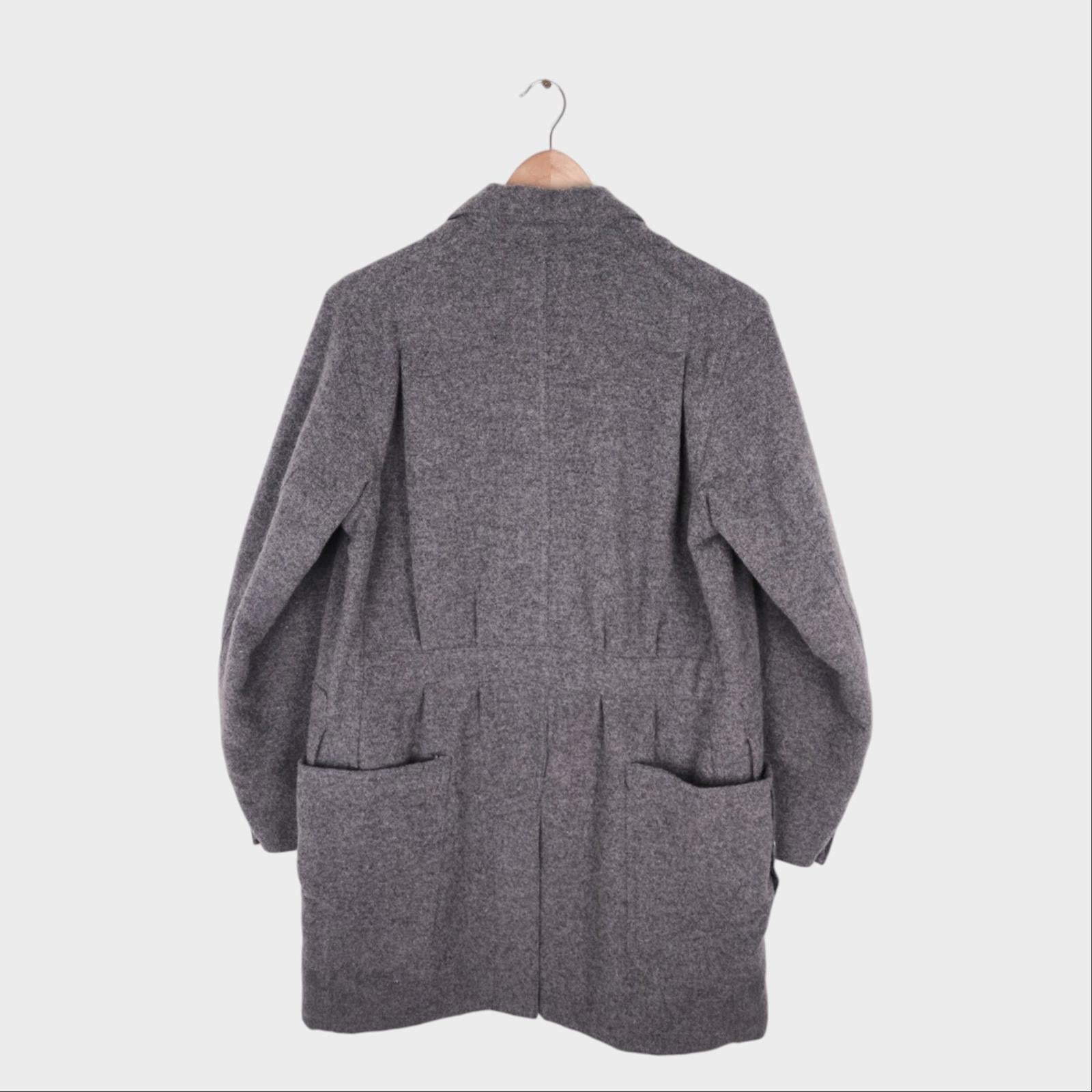 SASSAFRAS Men's Made in Japan Grey Wool Blend Whole Leaf Coat Jacket