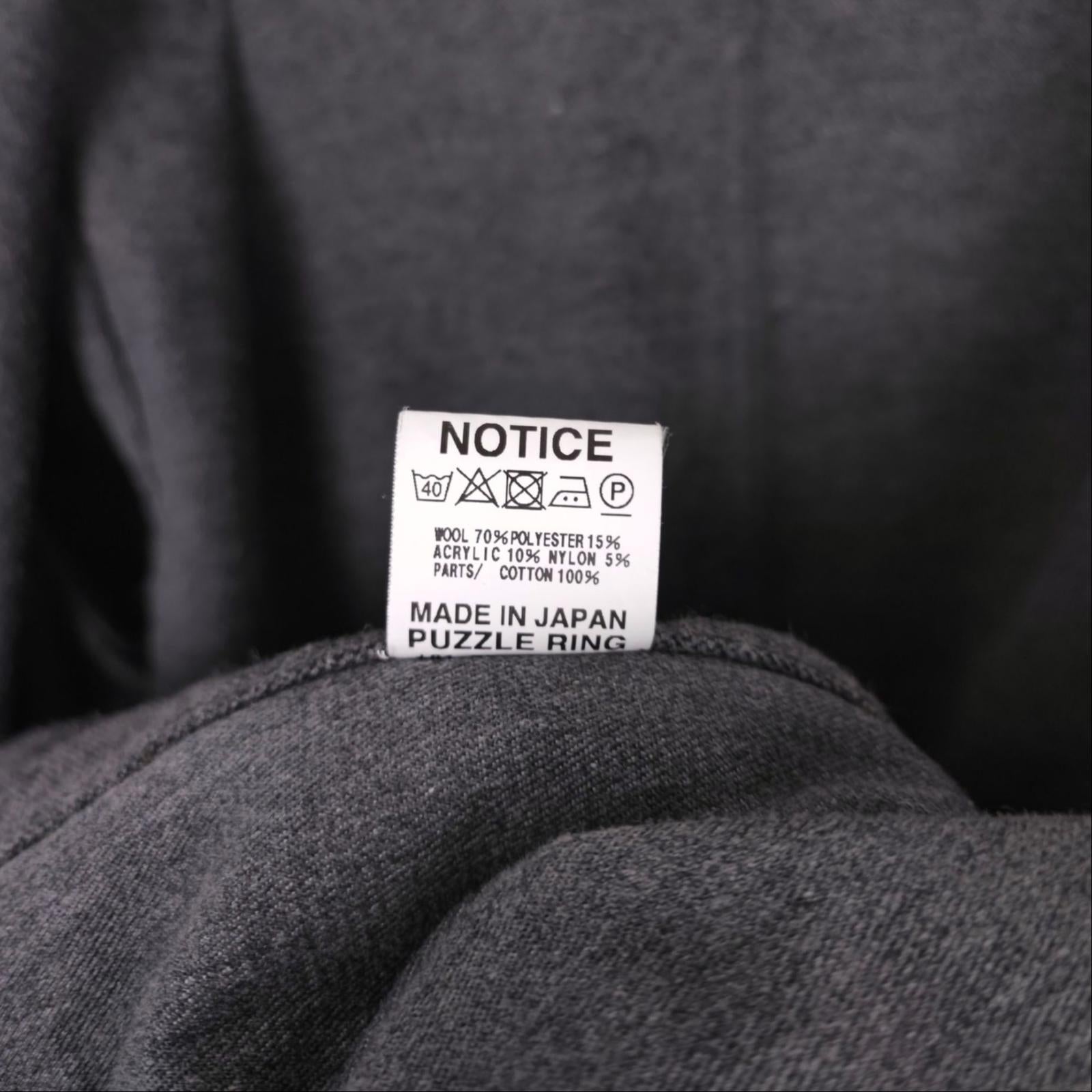 SASSAFRAS Men's Made in Japan Grey Wool Blend Whole Leaf Coat Jacket