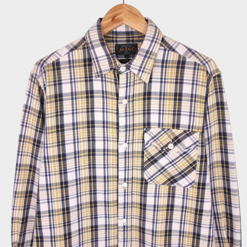BEAMS PLUS Men's Made in Japan Multicoloured Soft Twill Work Shirt