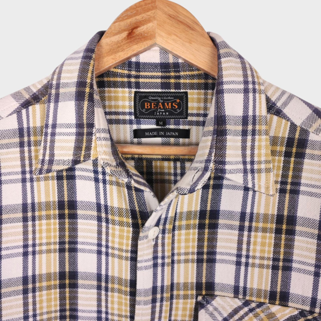 BEAMS PLUS Men's Made in Japan Multicoloured Soft Twill Work Shirt