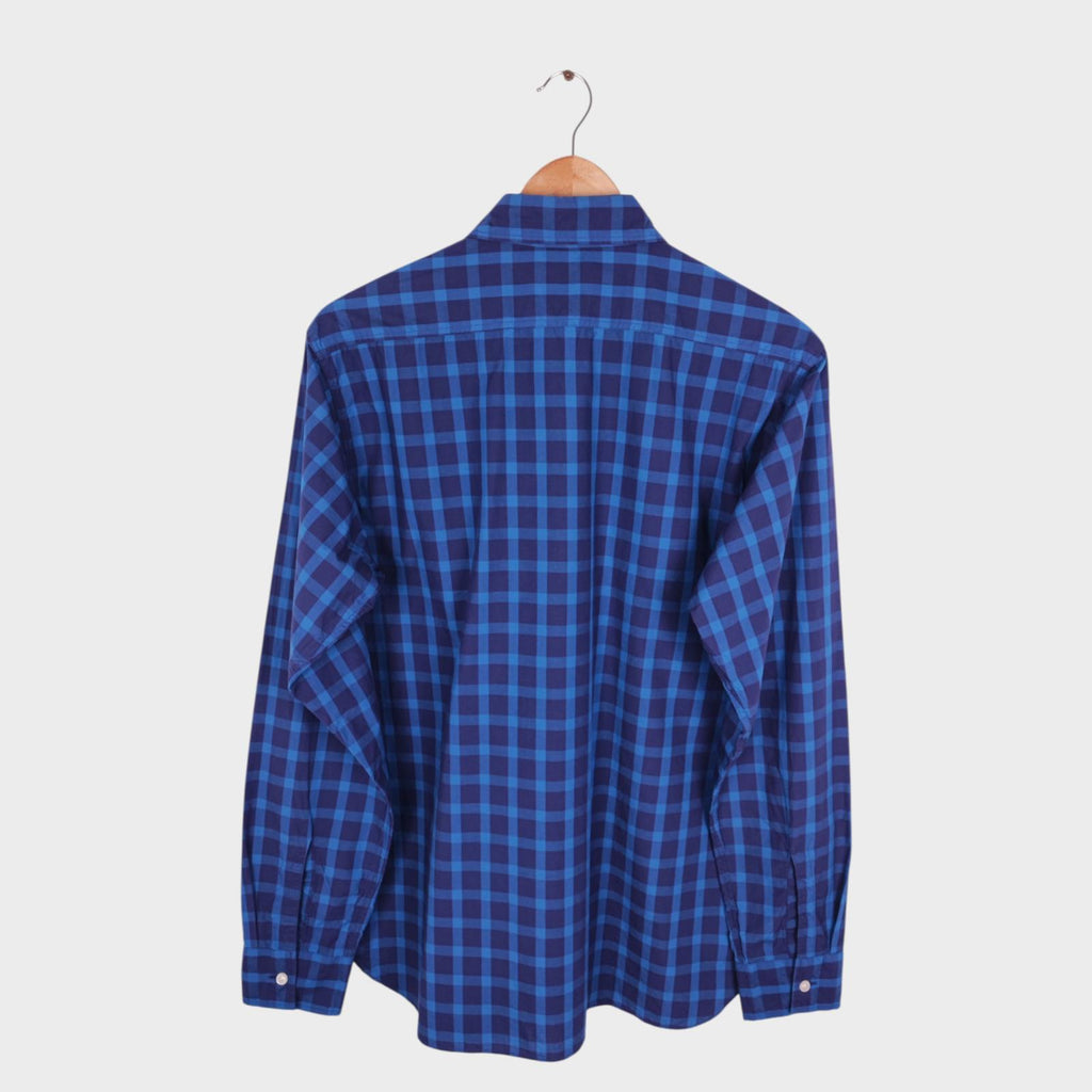 SUGAR CANE Men's Made in USA Japan Blue Checked Work Shirt