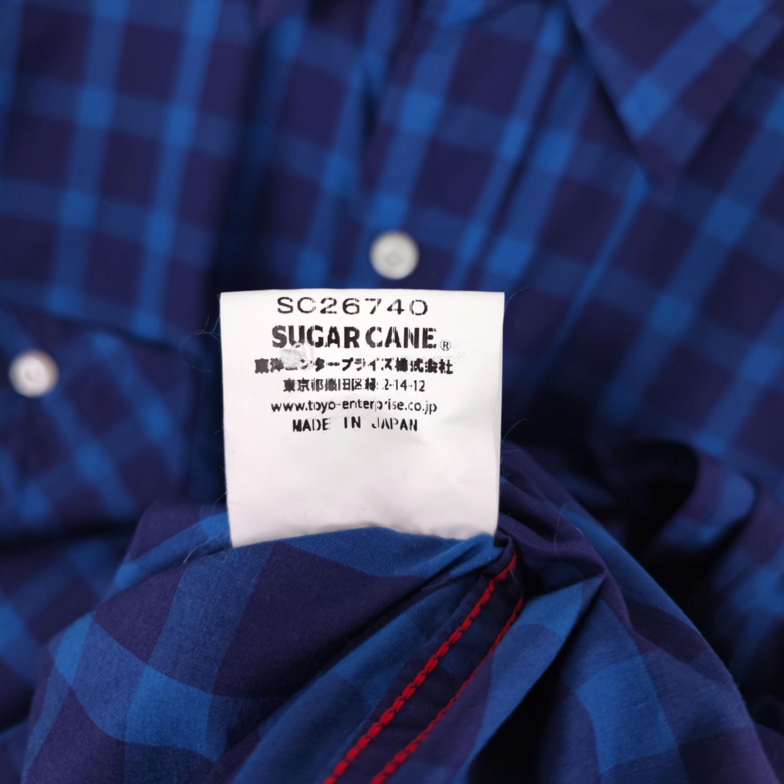 SUGAR CANE Men's Made in USA Japan Blue Checked Work Shirt