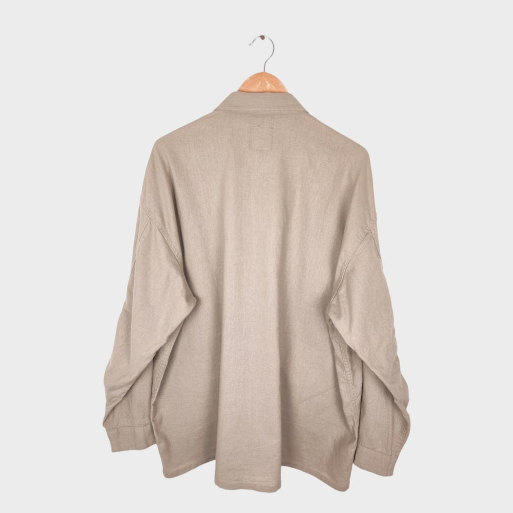 BEAMS Men's Taupe Linen/Cotton Oversized Fit Safari Jungle Jacket