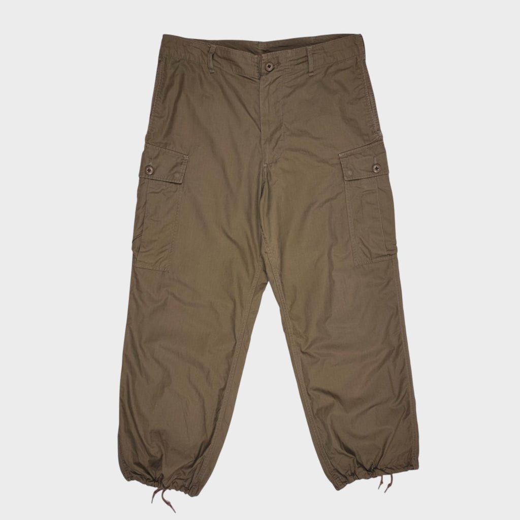 BEAMS PLUS Men's Khaki Green Ripstop Cotton Cargo Trousers