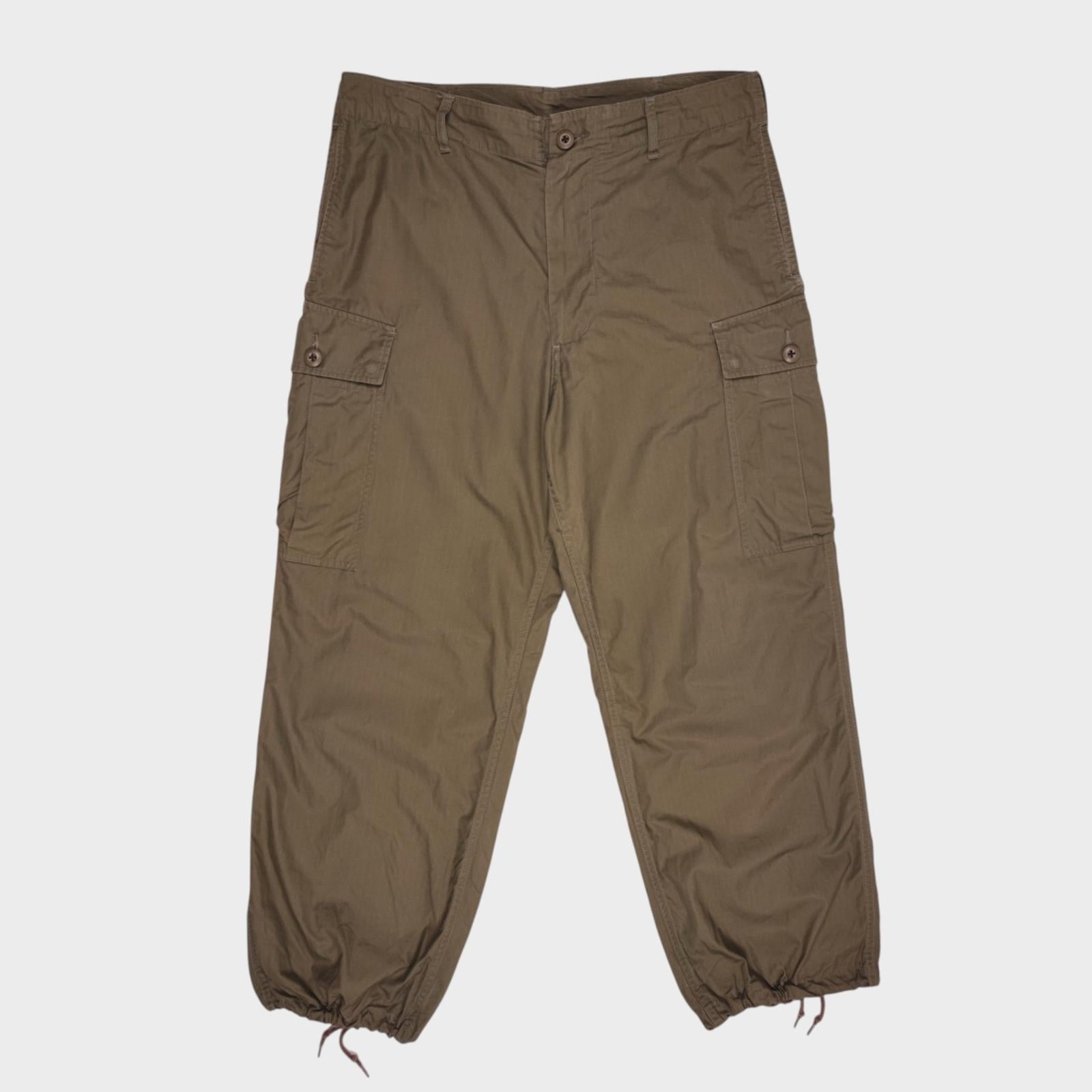BEAMS PLUS Men's Khaki Green Ripstop Cotton Cargo Trousers