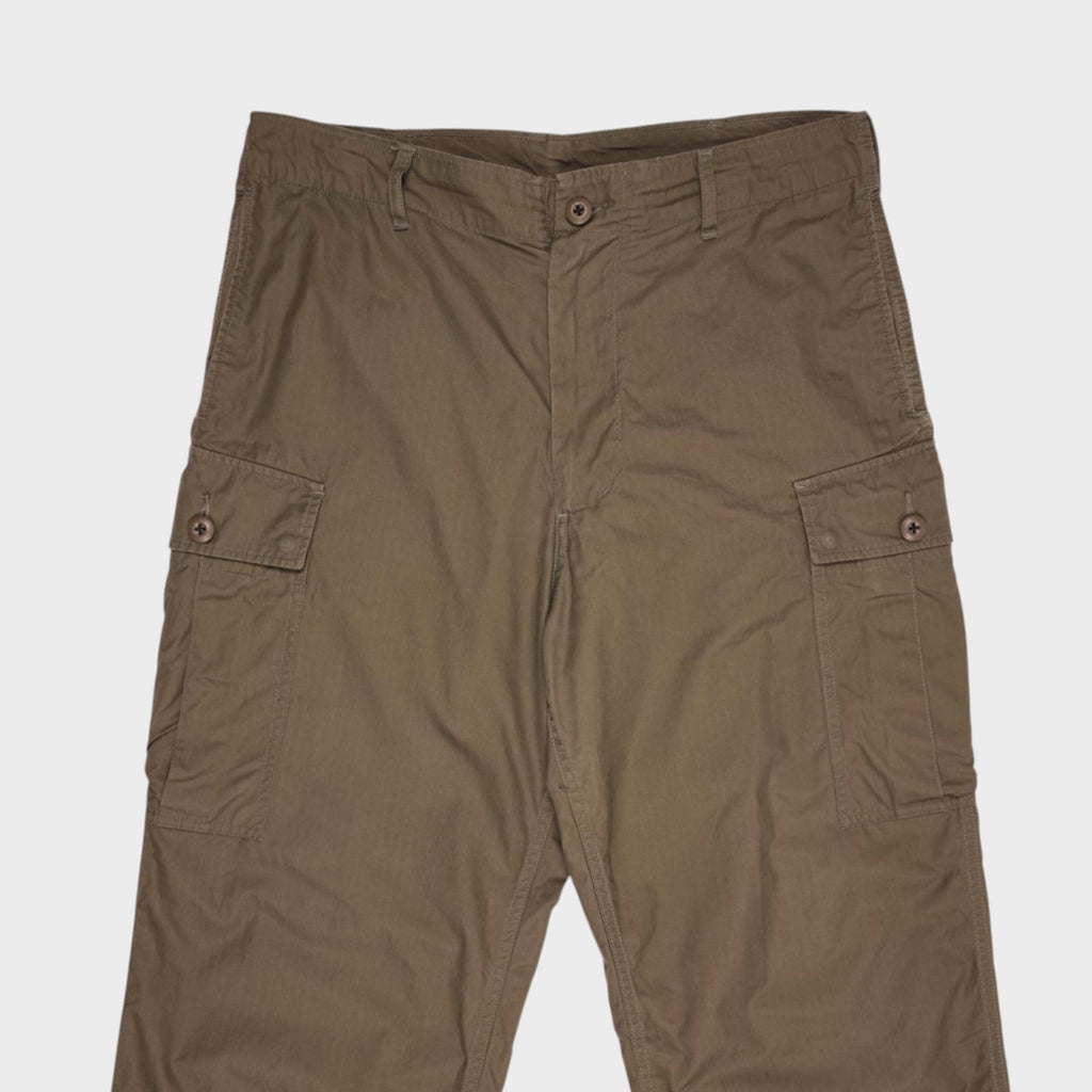 BEAMS PLUS Men's Khaki Green Ripstop Cotton Cargo Trousers