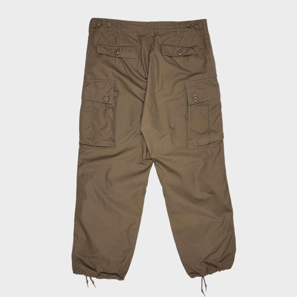 BEAMS PLUS Men's Khaki Green Ripstop Cotton Cargo Trousers