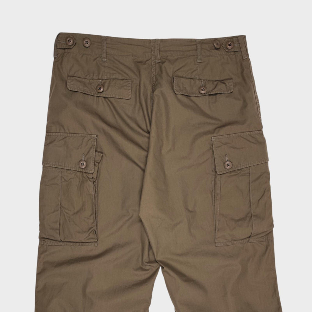 BEAMS PLUS Men's Khaki Green Ripstop Cotton Cargo Trousers