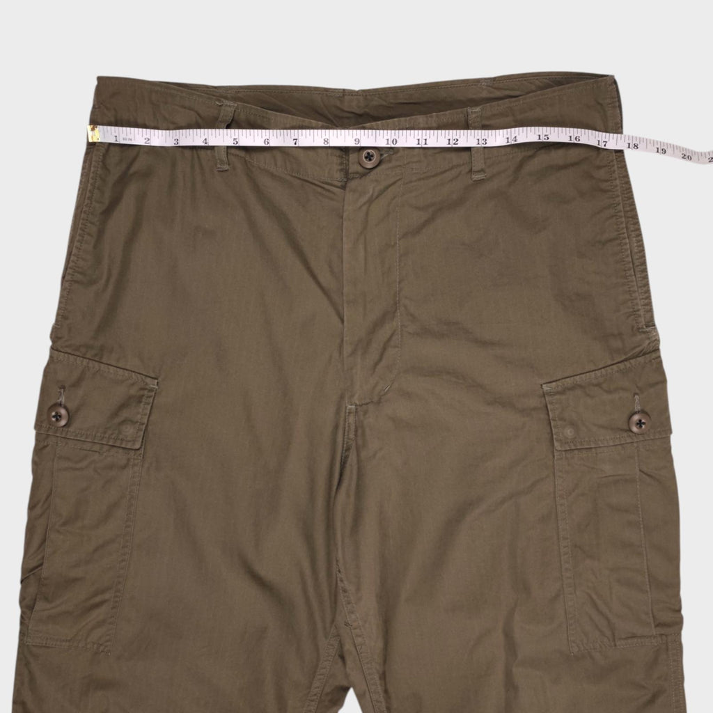 BEAMS PLUS Men's Khaki Green Ripstop Cotton Cargo Trousers