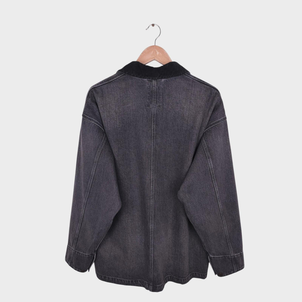 BEAMS Men's Grey Denim Oversized Fit Chore Jacket