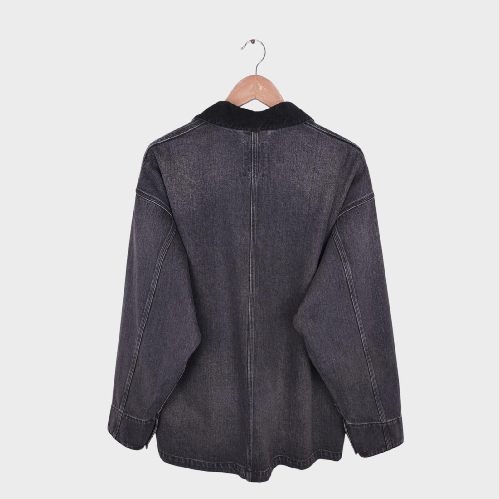 BEAMS Men's Grey Denim Oversized Fit Chore Jacket
